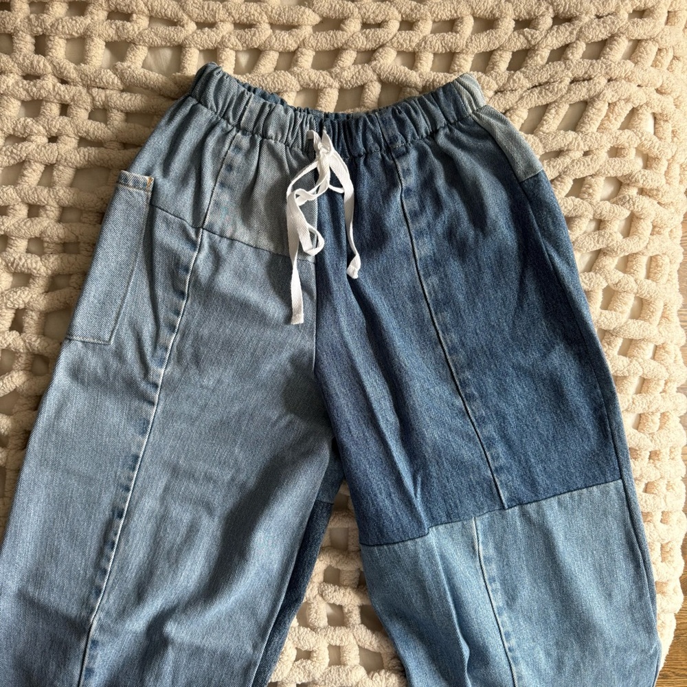 Parke Patchwork Drawstring Jeans - image 1